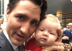 Trudeau with infant